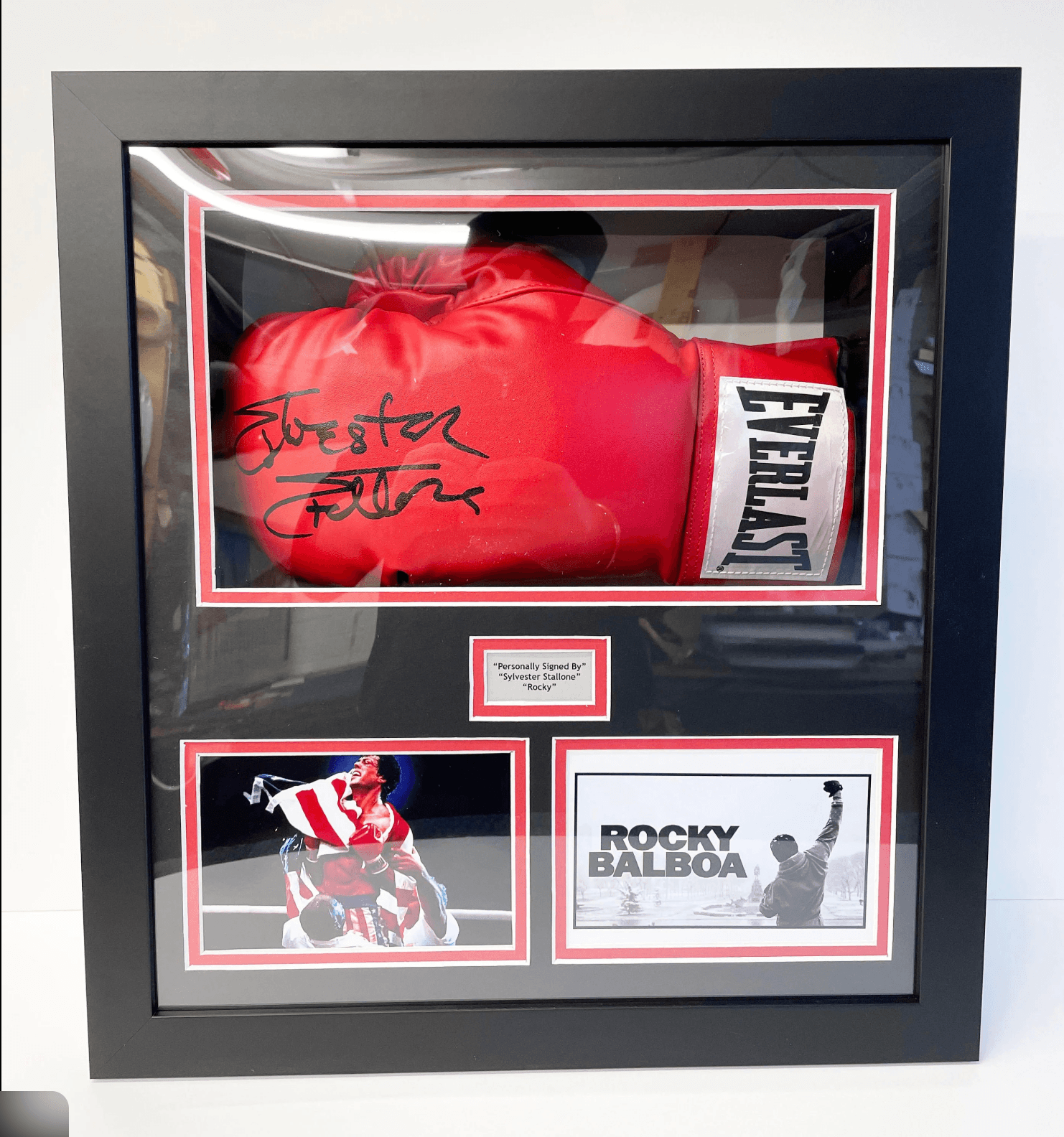 Copy of Copy of Sylvester Stallone Autographed Everlast Boxing Glove – Framed Rocky Display